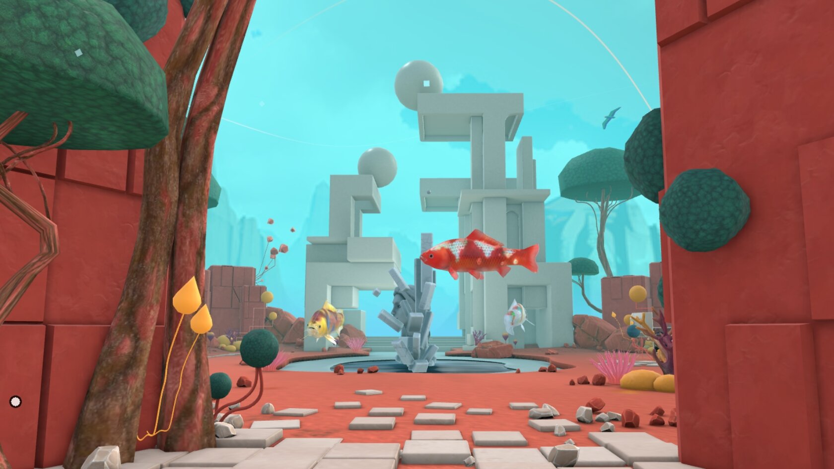 3D world with geometric structures and a fish