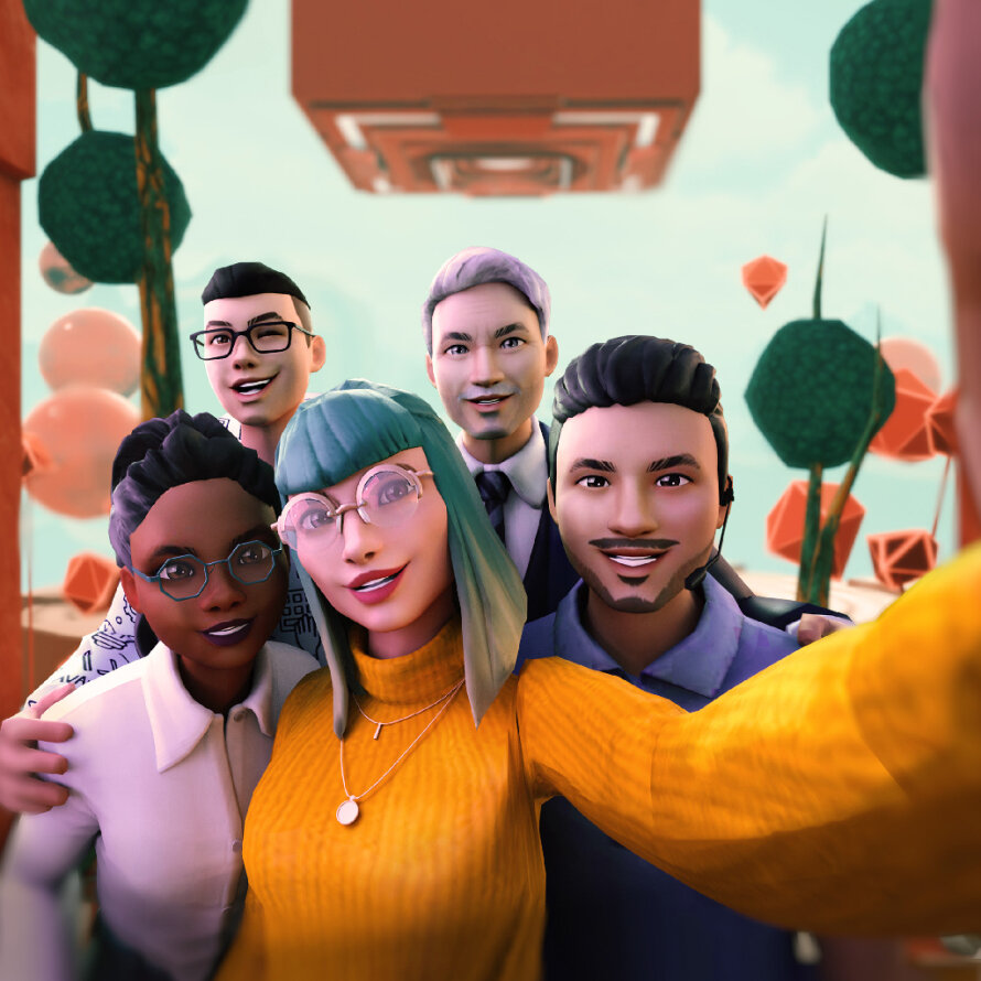 AI Learning avatars group selfie